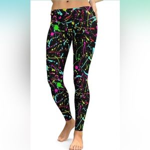 NEW Women’s Medium High Waisted Leggings - 80s/Paint Splatter